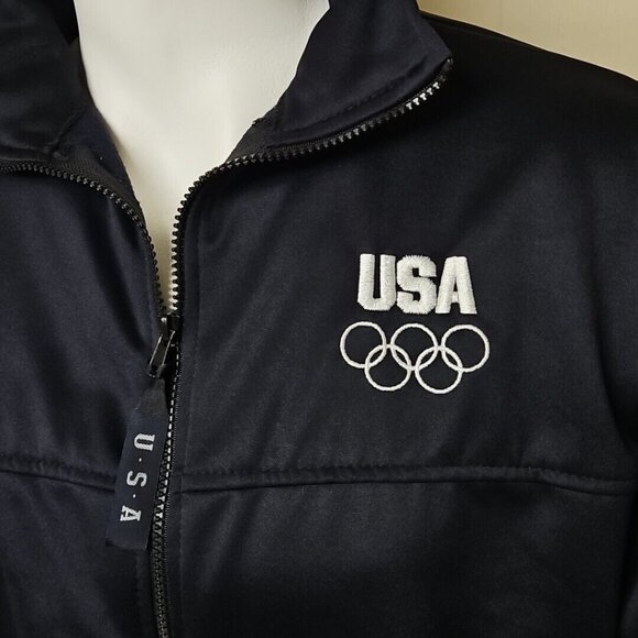 Mens US Olympic Committee Track Jacket Black Sz XL Full Zip Made In USA USOC - Picture 2 of 8